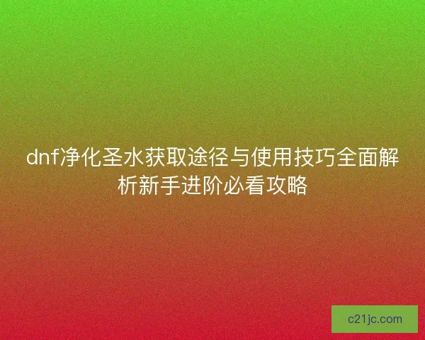 dnf净化圣水获取途径与使用技巧全面解析新手进阶必看攻略 dnf净化圣水获取途径与使用技巧全面解析新手进阶必看攻略