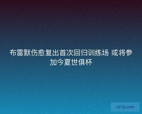 布雷默伤愈复出首次回归训练场 或将参加今夏世俱杯